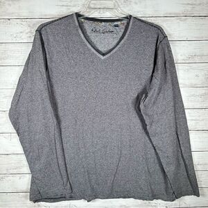 Robert Graham V-Neck Cotton Gray Stripe Long Sleeve T- Shirt 2XL